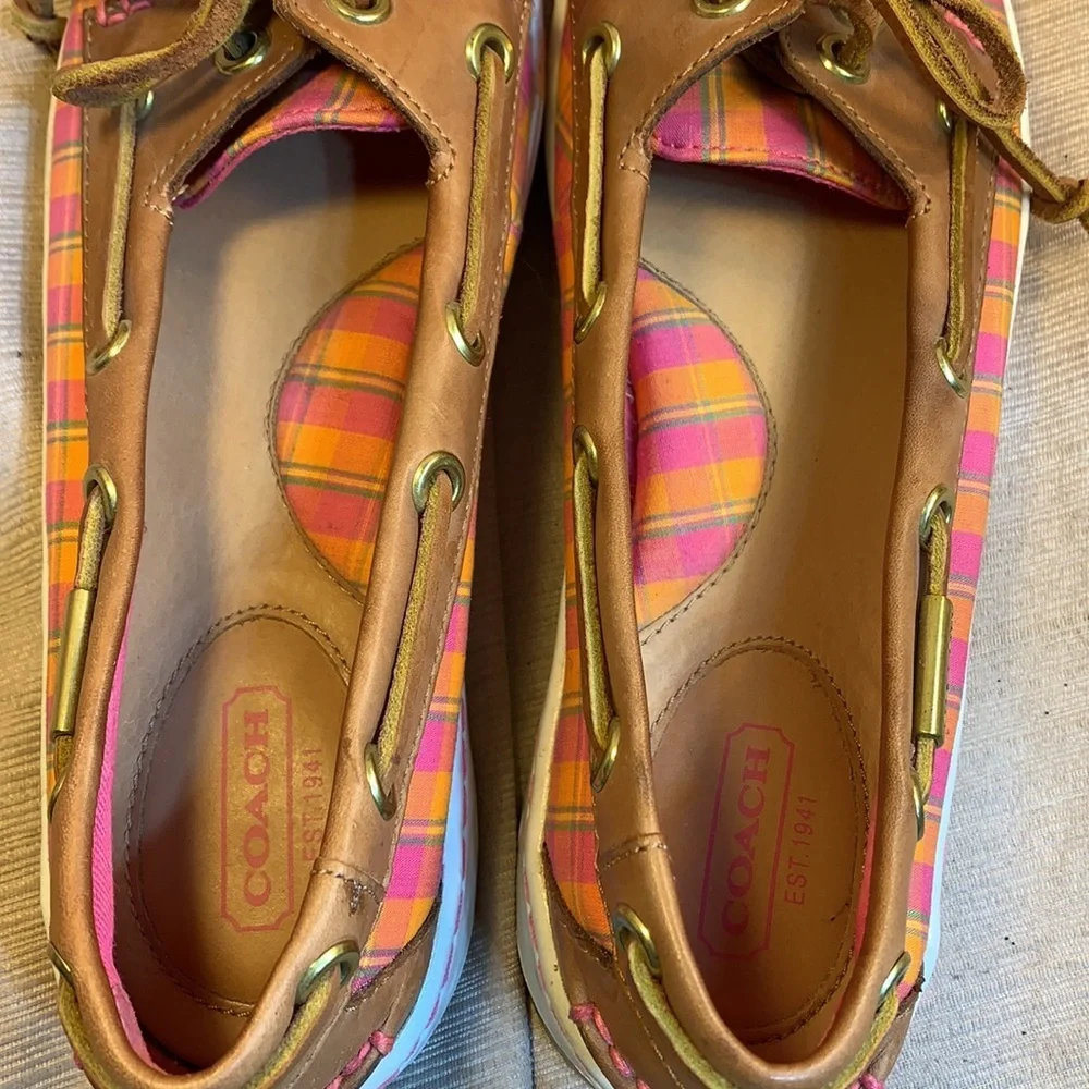 Coach almost NEW leather/canvas slide in loafers